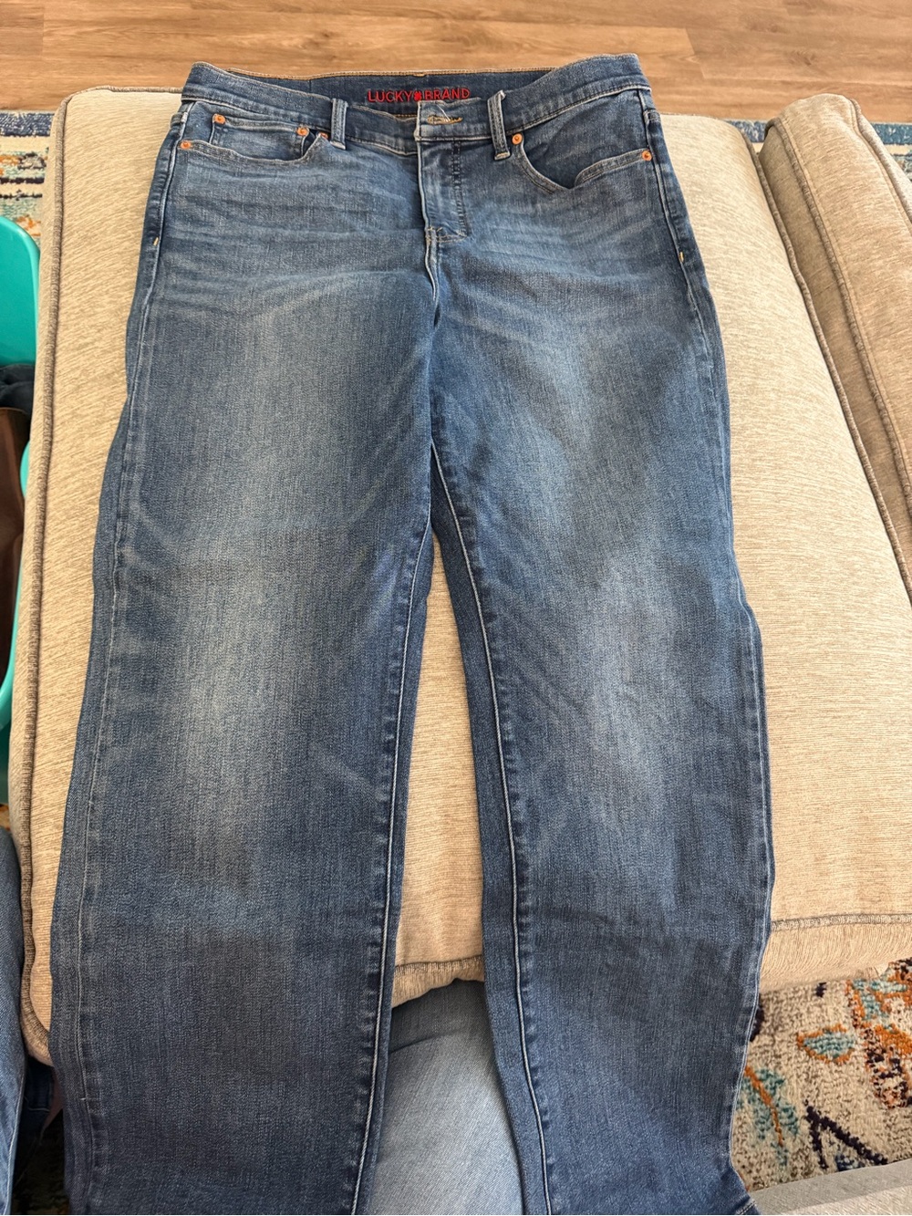 Lucky Brand Blue Straight-Leg Jeans with Subtle Fade